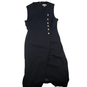 Calvin Klein Black‎ Sleeveless Sheath Dress Pearl Button Detail Size 4